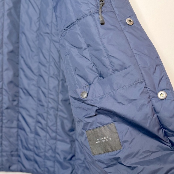 Saturdays Surf NYC Khari Navy Blue Reversible Quilted Nylon Puffer Coat Jacket L - Picture 6 of 10